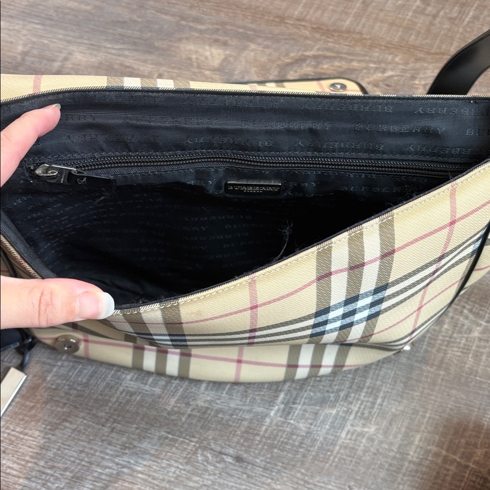 Burberry Tan and Black  large Checkered Crossbody Messenger Bag - Picture 8 of 16